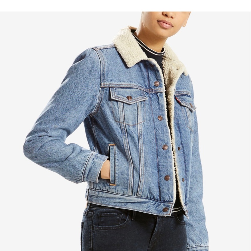 Levi's Blue Jean Jacket with Cream Sherpa Lining